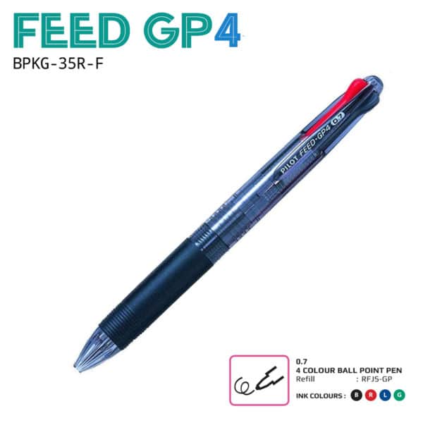 Black & White & Blue & Clear Pilot Feed GP4 35R 4 in 1 0.7mm ball point pen 